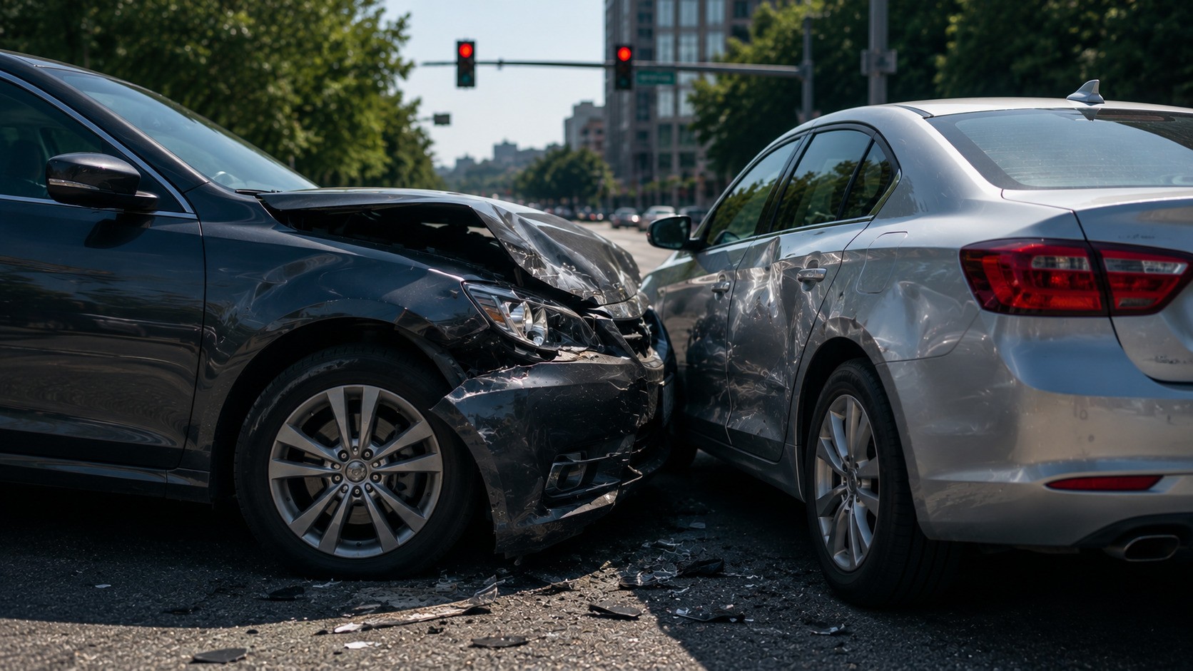 Car accident with ride share in city