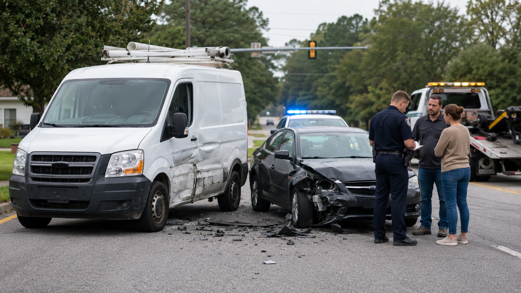 Company vehicle van in car accident