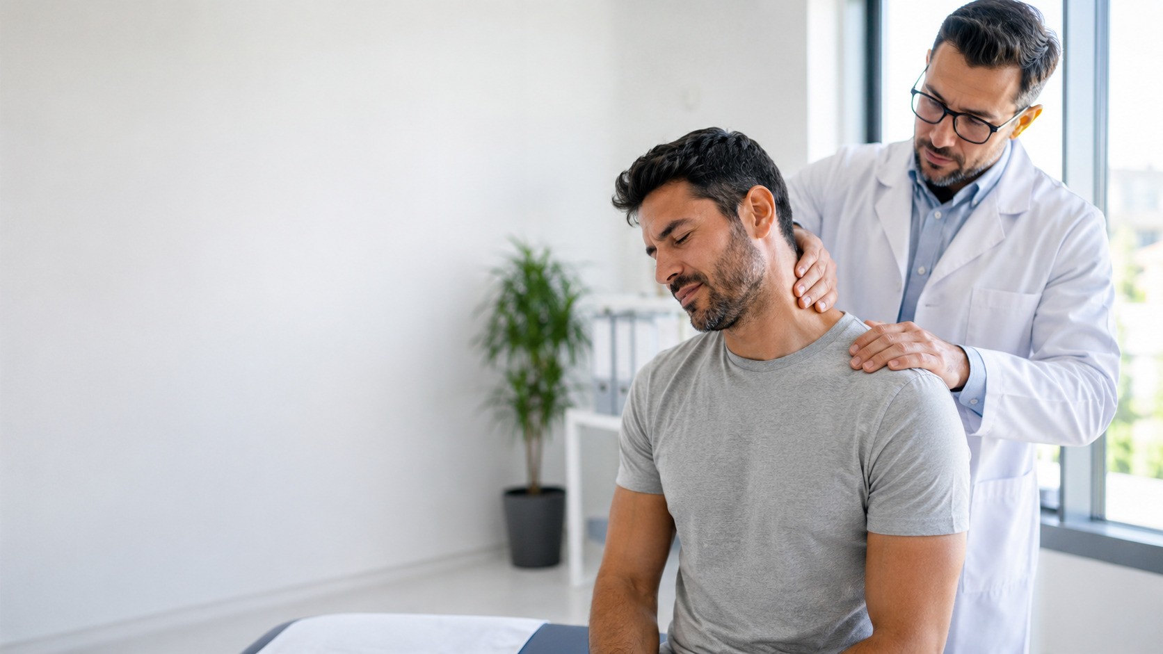 Patient at doctors with neck injury symptom