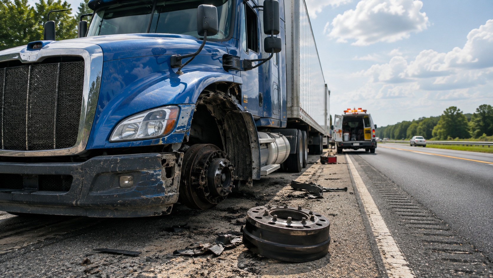 Commercial truck maintenance issues on road