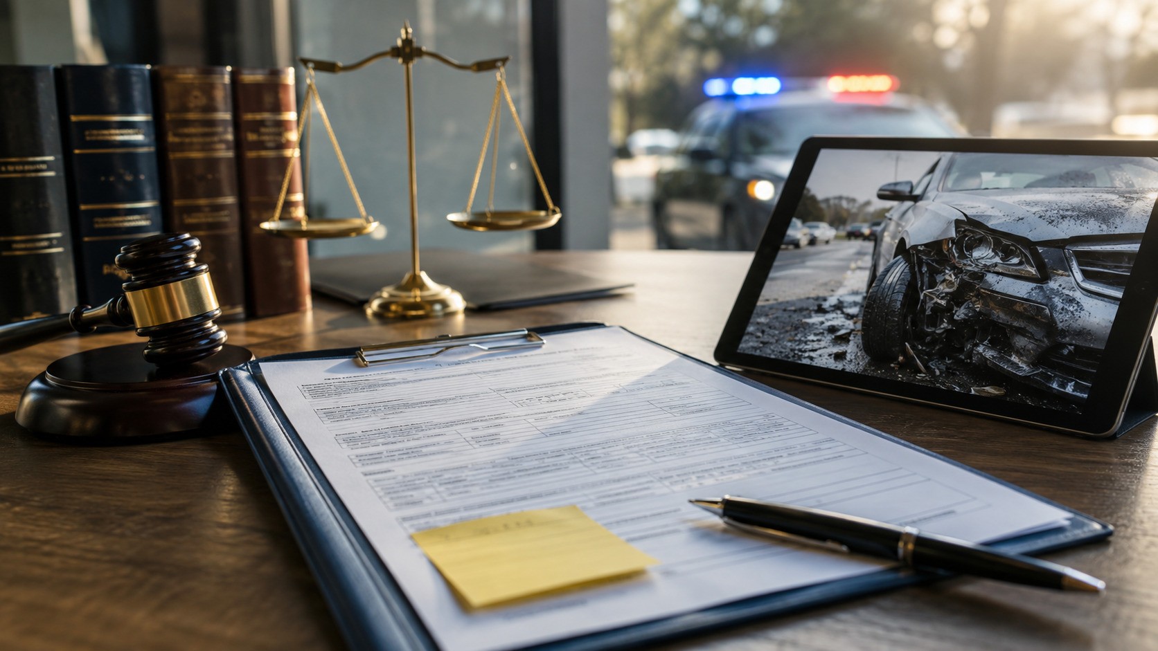 Police report on lawyers desk